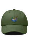 Dalix Noodles Embroidered Casual Cap In Olive