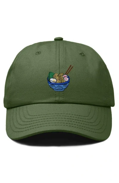 Dalix Noodles Embroidered Casual Cap In Olive