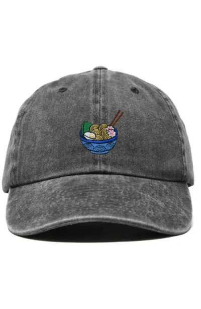 Dalix Noodles Embroidered Casual Cap In Washed Black