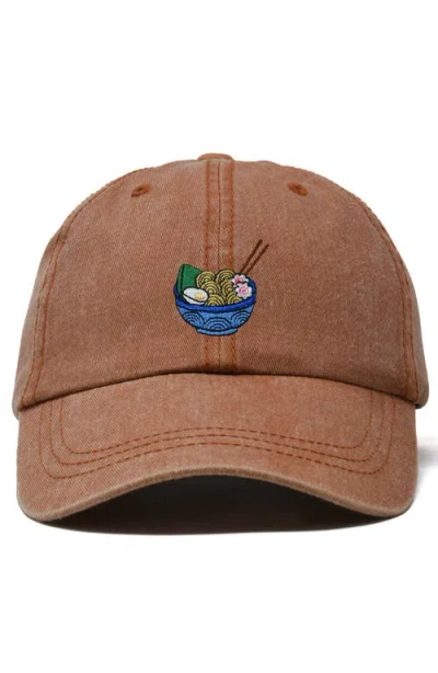 Dalix Noodles Embroidered Casual Cap In Washed Orange