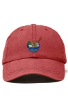 Dalix Noodles Embroidered Casual Cap In Washed Red