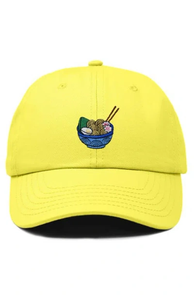 Dalix Noodles Embroidered Casual Cap In Yellow