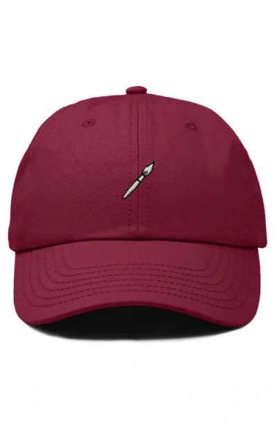 Dalix Paint Brush Dad Cap In Burgundy