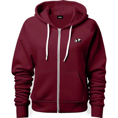 Dalix Panda Zip Hoodie In Maroon