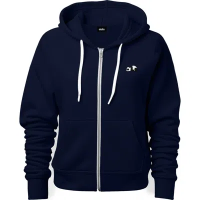 Dalix Panda Zip Hoodie In Navy Blue