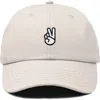 Dalix Peace Sign Embroidered Dad Hat In Beige
