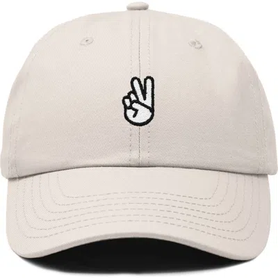 Dalix Peace Sign Embroidered Dad Hat In Beige