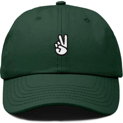 Dalix Peace Sign Embroidered Dad Hat In Green
