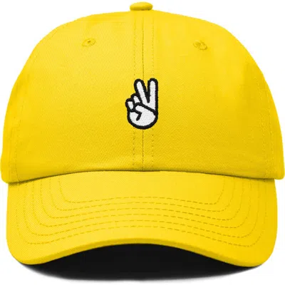 Dalix Peace Sign Embroidered Dad Hat In Yellow