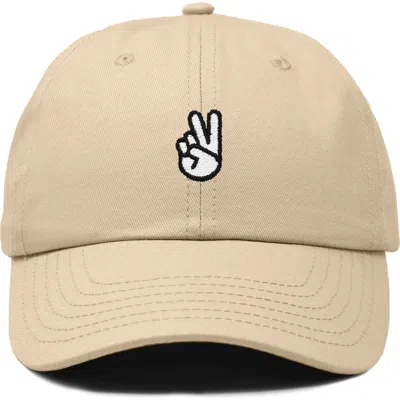 Dalix Peace Sign Embroidered Dad Hat In Neutral