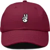 Dalix Peace Sign Embroidered Dad Hat In Burgundy