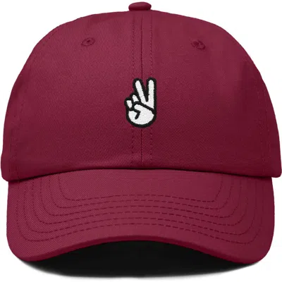 Dalix Peace Sign Embroidered Dad Hat In Burgundy
