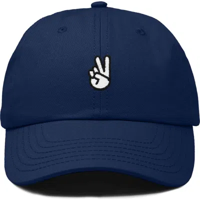 Dalix Peace Sign Embroidered Dad Hat In Navy Blue