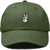 Dalix Peace Sign Embroidered Dad Hat In Green
