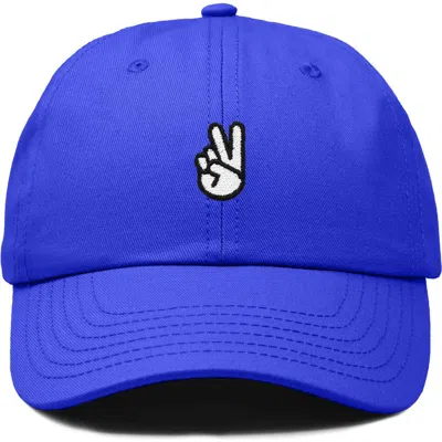 Dalix Peace Sign Embroidered Dad Hat In Blue