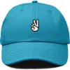 Dalix Peace Sign Embroidered Dad Hat In Teal