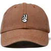 Dalix Peace Sign Embroidered Dad Hat In Washed Orange