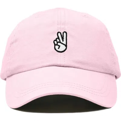 Dalix Peace Sign Embroidered Dad Hat In Pink