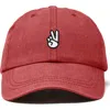 Dalix Peace Sign Embroidered Dad Hat In Red
