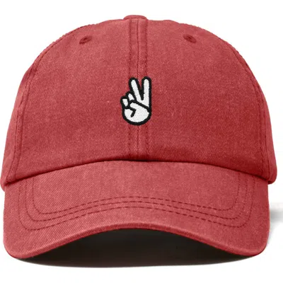 Dalix Peace Sign Embroidered Dad Hat In Red