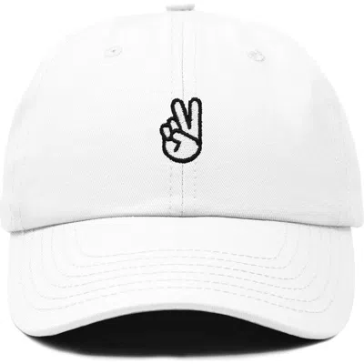 Dalix Peace Sign Embroidered Dad Hat In White