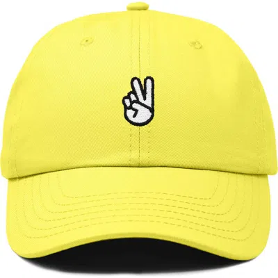 Dalix Peace Sign Embroidered Dad Hat In Yellow