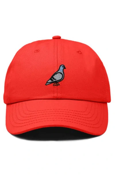 Dalix Pigeon Embroidered Everyday Hat In Red