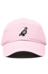 Dalix Pigeon Embroidered Everyday Hat In Washed Pink
