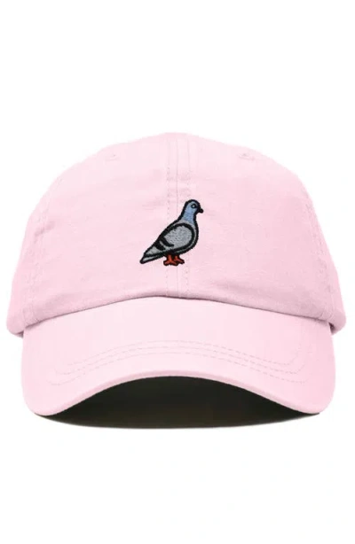 Dalix Pigeon Embroidered Everyday Hat In Washed Pink