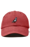 Dalix Pigeon Embroidered Everyday Hat In Washed Red