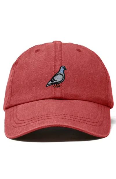 Dalix Pigeon Embroidered Everyday Hat In Washed Red