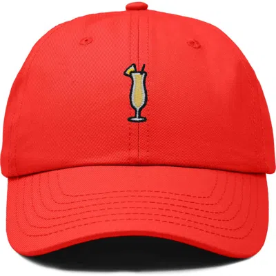 Dalix Pina Colada Embroidered Dad Cap In Red