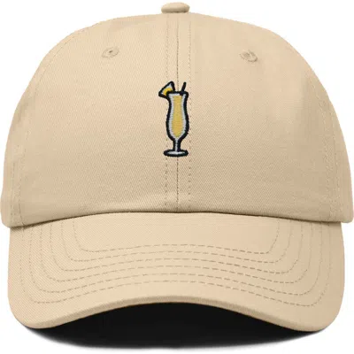 Dalix Pina Colada Embroidered Dad Cap In Khaki