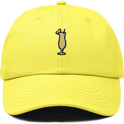 Dalix Pina Colada Embroidered Dad Cap In Yellow