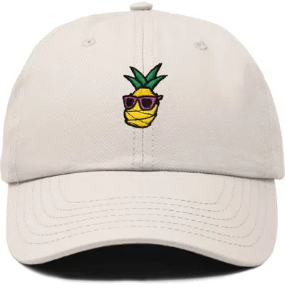 Dalix Pineapple Embroidered Dad Hat In Beige
