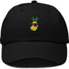 Dalix Pineapple Embroidered Dad Hat In Black