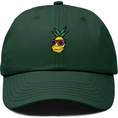 Dalix Pineapple Embroidered Dad Hat In Dark Green