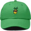 Dalix Pineapple Embroidered Dad Hat In Kelly Green