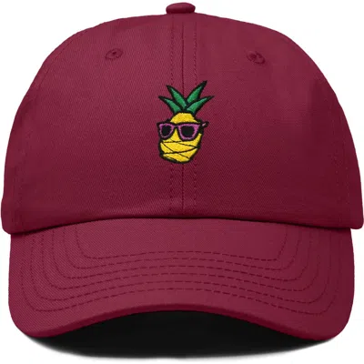 Dalix Pineapple Embroidered Dad Hat In Maroon