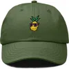 Dalix Pineapple Embroidered Dad Hat In Olive