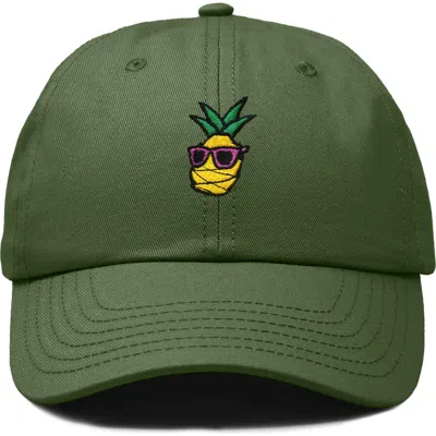 Dalix Pineapple Embroidered Dad Hat In Olive