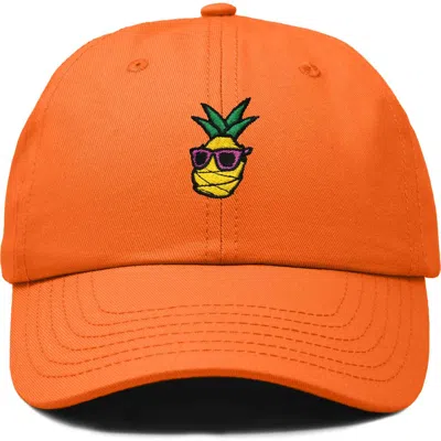 Dalix Pineapple Embroidered Dad Hat In Orange
