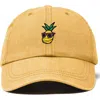 Dalix Pineapple Embroidered Dad Hat In Washed Gold