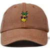 Dalix Pineapple Embroidered Dad Hat In Washed Orange