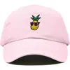 Dalix Pineapple Embroidered Dad Hat In Washed Pink