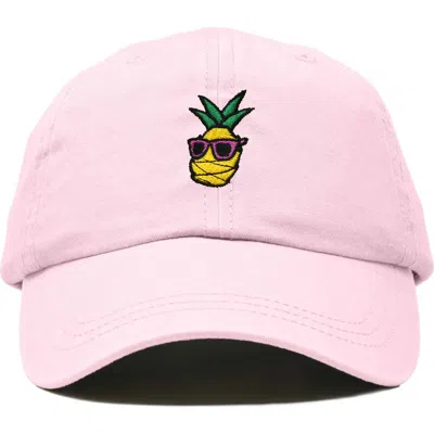 Dalix Pineapple Embroidered Dad Hat In Washed Pink