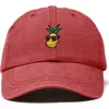 Dalix Pineapple Embroidered Dad Hat In Washed Red