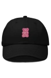 Dalix Pink Gummy Embroidered Casual Cap In Black