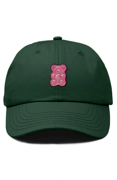 Dalix Pink Gummy Embroidered Casual Cap In Dark Green