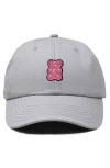 Dalix Pink Gummy Embroidered Casual Cap In Gray